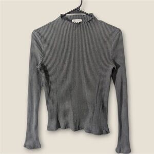 & Other Stories Charcoal Ribbed Blouse Size Small